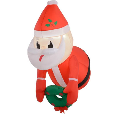 Père Noël gonflable tenant une guirlande de lumières DEL, présentoir suspendu gonflable d'extérieur
