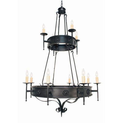 Lustre à niveaux 12 lumières de style bougie Lorenzo