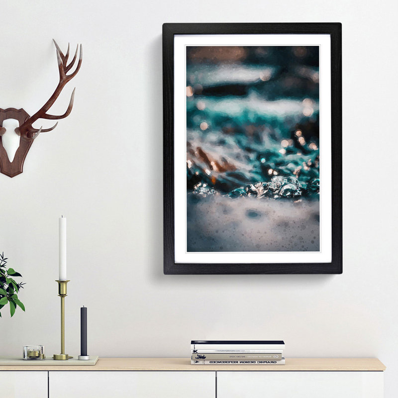 Splash of Water in Abstract - Picture Frame Graphic Art Print, 87cm H x 62cm W x 2cm D, Black Framed