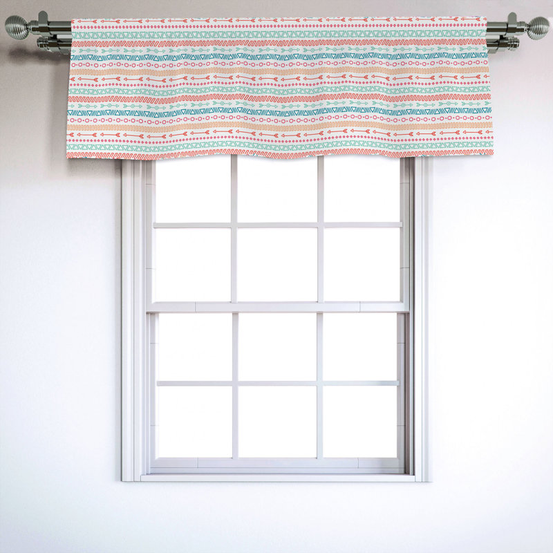Sateen Geometric Ruffled Window Valance