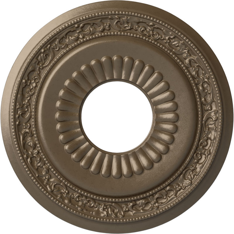 Médaillon de plafond Endurathane Lauren, DE 20 5/8 po x P 6 1/4 po x P 1 3/8 po (convient aux auvents jusqu'à 6 1/4 po), fini argent chaud peint à la main