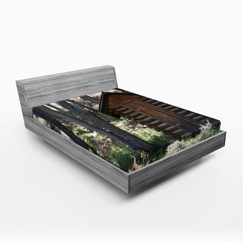Ensemble de 2 draps-housse Ambesonne Outhouse Cottage Spring Woods, Ensemble de draps pour très grand lit