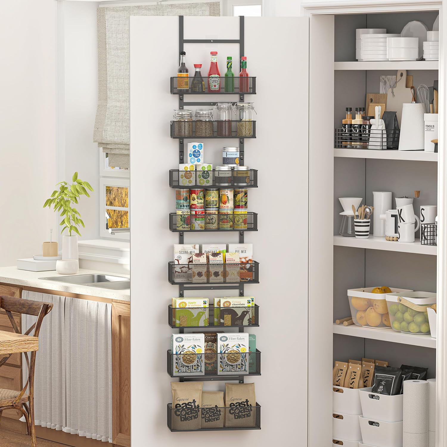 Door Spice Rack with Adjustable Racks