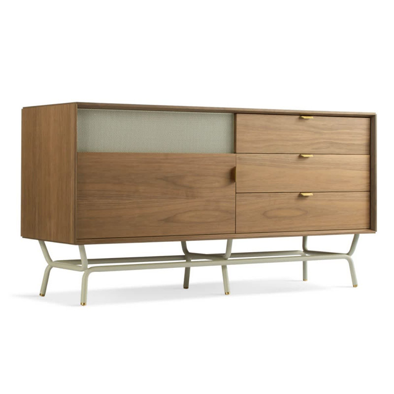 Dang 1 Door / 3 Drawer Console, Walnut/Putty Gray