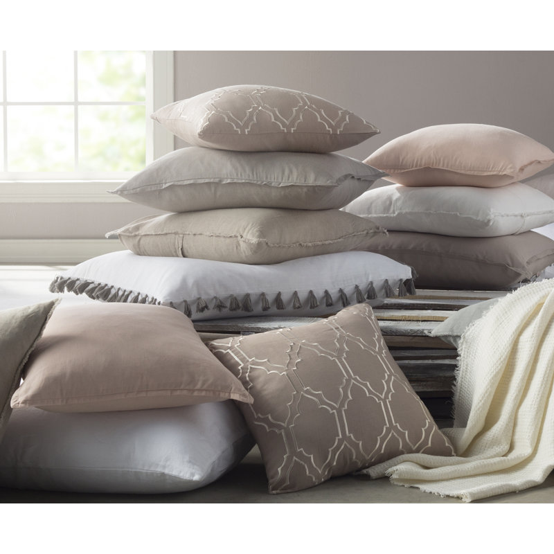 Clarysville Embroidered Linen Pillow Cover, 22 H" x 22" W, Taupe