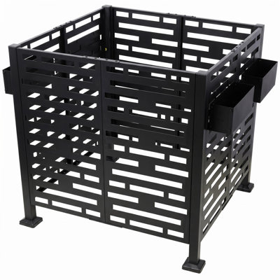 3.5×3.5ft Freestanding Metal Privacy Fence, Outdoor Ac Unit/trash Can Screen With Detachable Planter Boxes