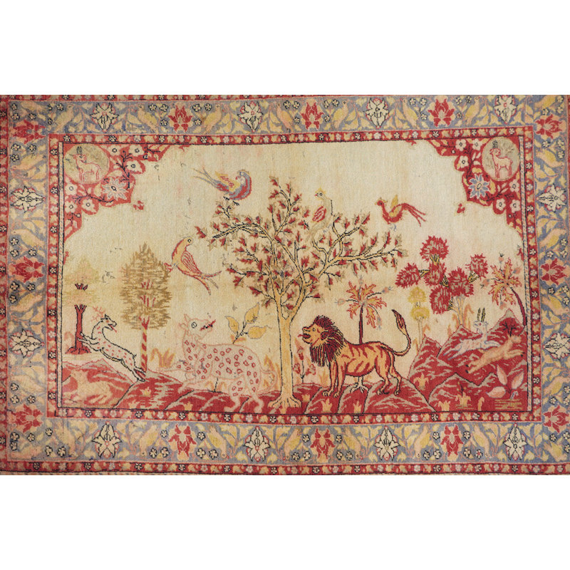 Tapis unique en laine noué à la main brun / orange / beige de 5 pi x 7 pi 3 po