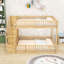 Lit superposé en bois avec escalier de rangement-129753982