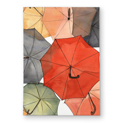 The umbrellas of petit champlain - Illustrative Orange Rug