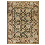Hand Knotted Wool Area Rug in Black And Wine