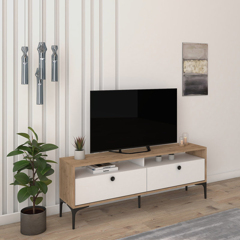 Keikei Unfinished TV Stand, White