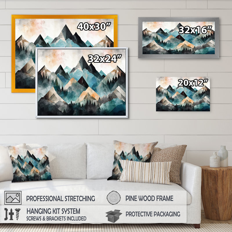 Minimalisme Winter Mountains III - impression, H 34 po x l 44 po x P 1,5 po, Cadre flottant noir