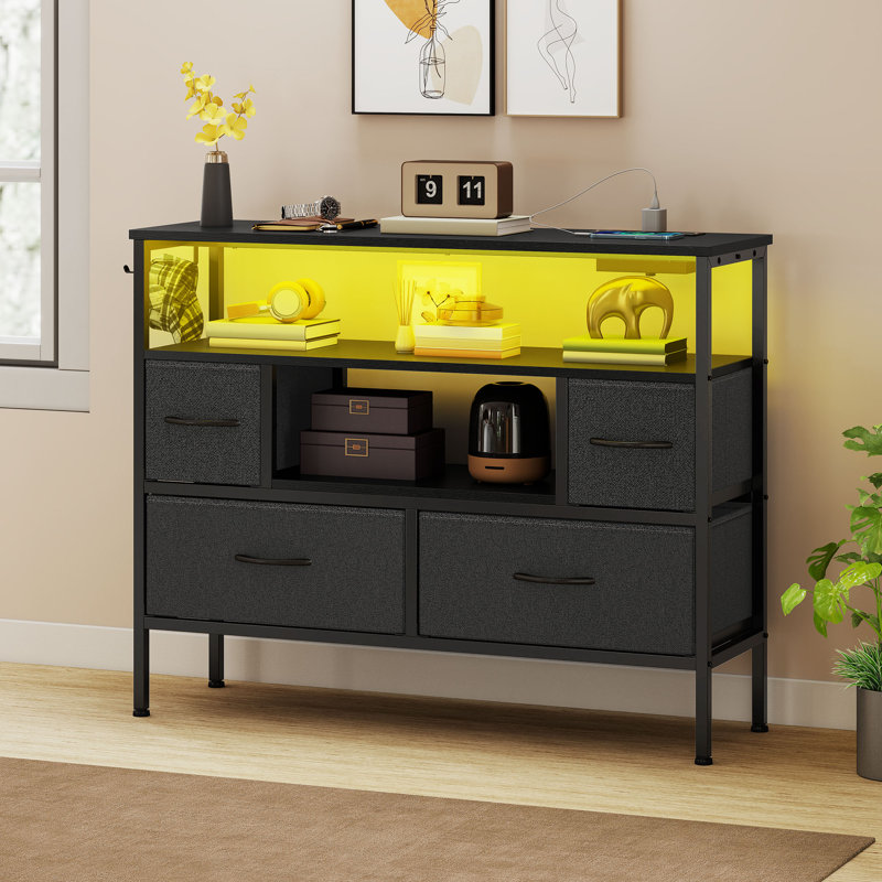 100cm W 4 - Drawer Chest of Drawers, Grey/Black