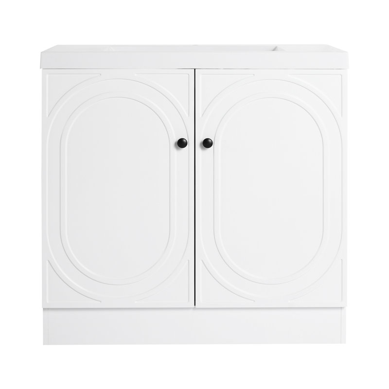 Meuble-lavabo autoportant avec lavabo en résine et 2 portes à fermeture en douceur, meuble-lavabo pour la maison, appartement