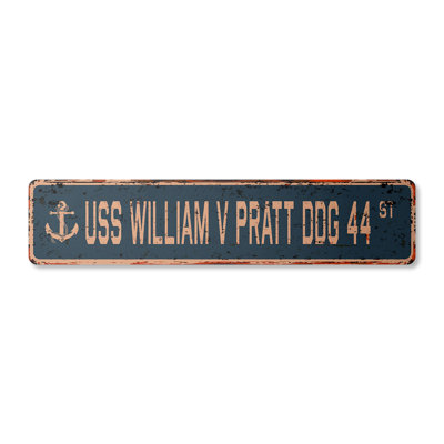 Plaque de rue en aluminium William V Pratt Ddg 44 7 po x 30 po