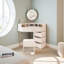 Extendable Mirror Vanity Desk With LED Lights, Drawers & Charging Station Makeup Dressing Table With Stool Corner Vanity Set-1842609828