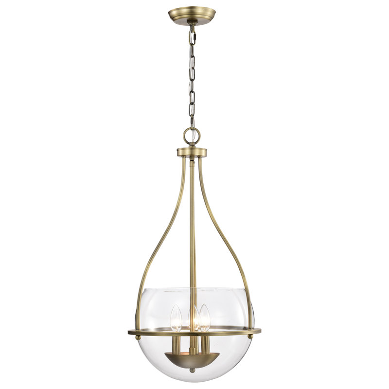 Luminaire suspendu bol 3 lumières Wewoka, Laiton rétro