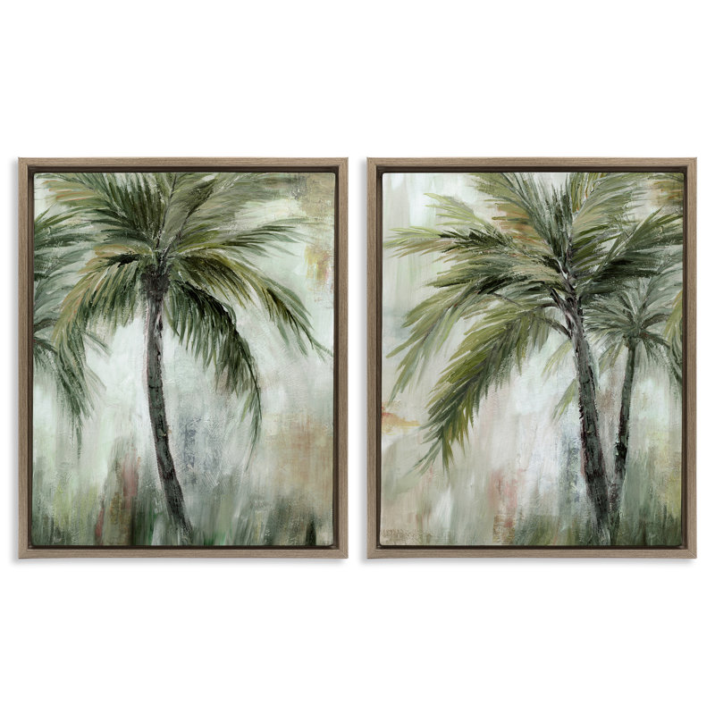  Ensemble de 2 toiles flottantes encadrées Palm Trees Impressions par Nan, Cadre flottant orme Montalcino, H 21 po x l 17 po
