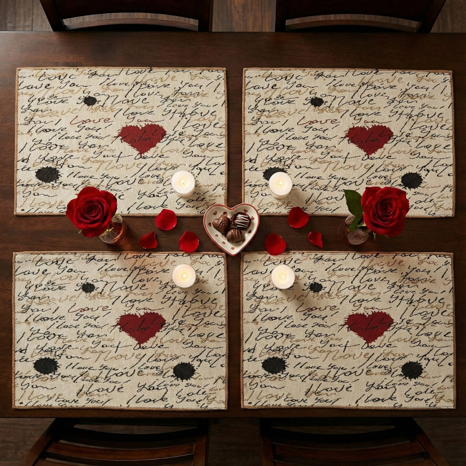Winston Porter Romantic Hearts Written I Love You 19" Placemat Set & Reviews | Wayfair