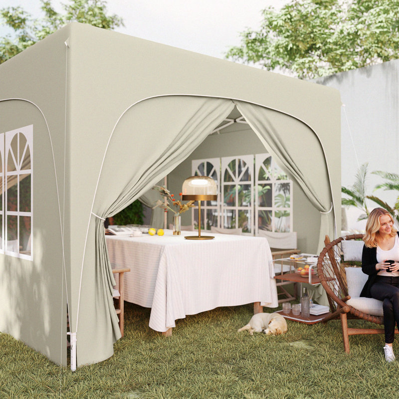 Outsunny 3 x 3(m) Pop Up Gazebo with Sides, Carry Bag, UPF50+, Brown
