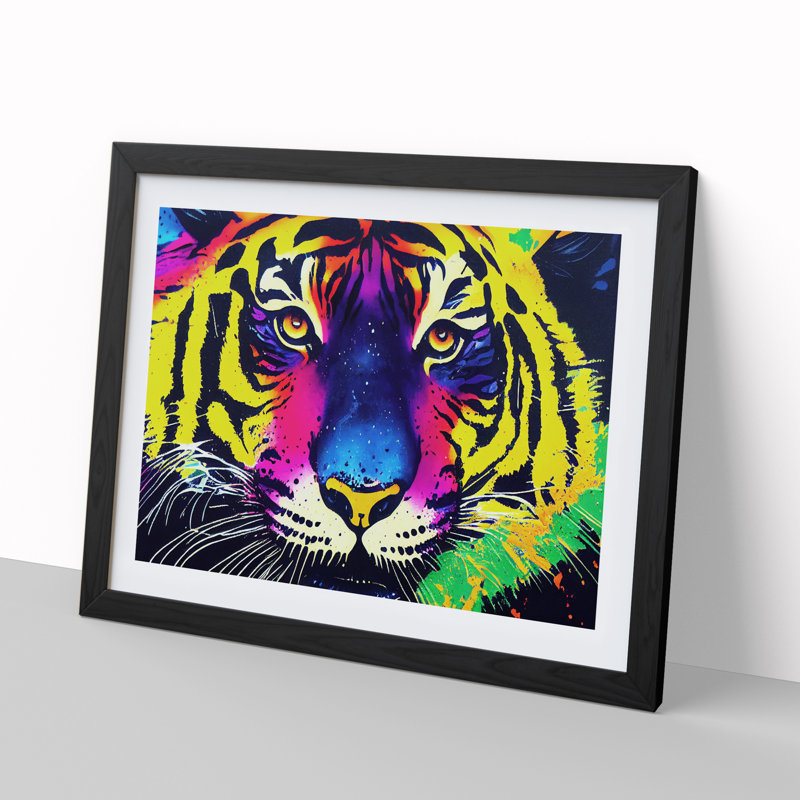 Tiger Splash Vol.2 Abstract - Single Picture Frame Painting, Black Framed, 46cm H x 64cm W x 2cm D