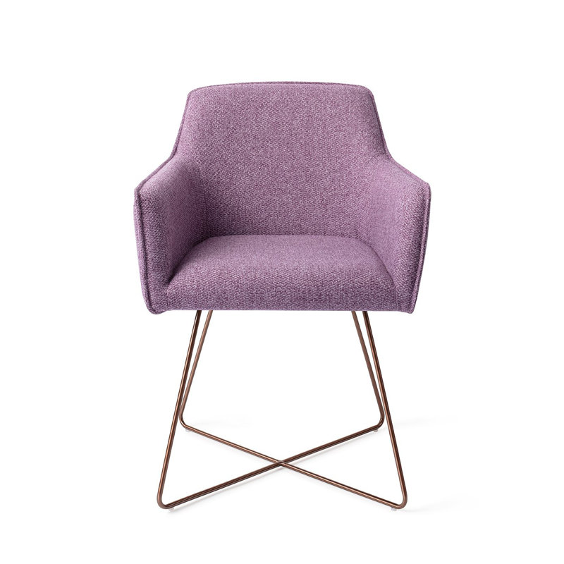 Bartly 123.19cm H Polyester Upholstered Metal Armchair, Purple, Rose