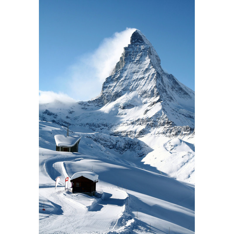 The Tip Of Snow Capped Mount Matterhorn In Switzerland by Fandn - Wrapped Canvas Print, 91cm H x 61cm W