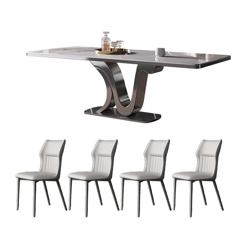 Table et chaise de luxe domestique, Blanc / brun, H 29,5 po x L 55,1 po x l 31,4 po