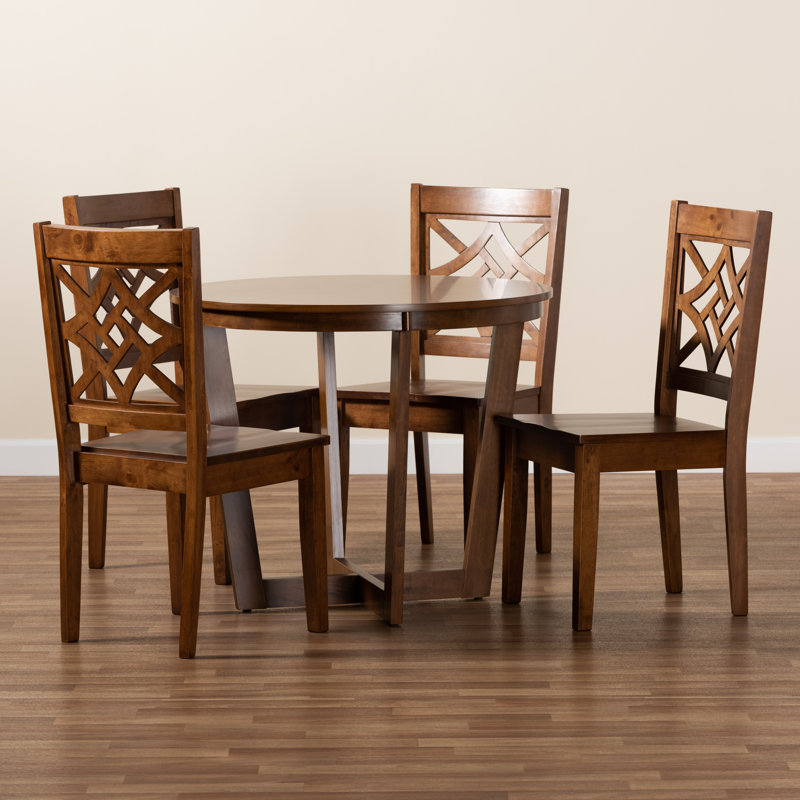 Ensemble de salle à manger 5 pièces Lemuel en bois fini noyer brun, H 37,4 po x l 17,9 po x P 19,9 po Lemuel, Noyer brun