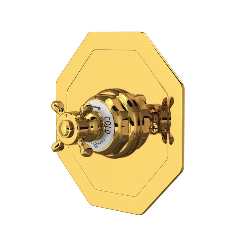 Edwardian 3/4" Octagonal Thermostatic Trim Without Volume Control, Unlacquered Brass