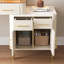 Ensemble coiffeuse et miroir en verre blanc-1473847068