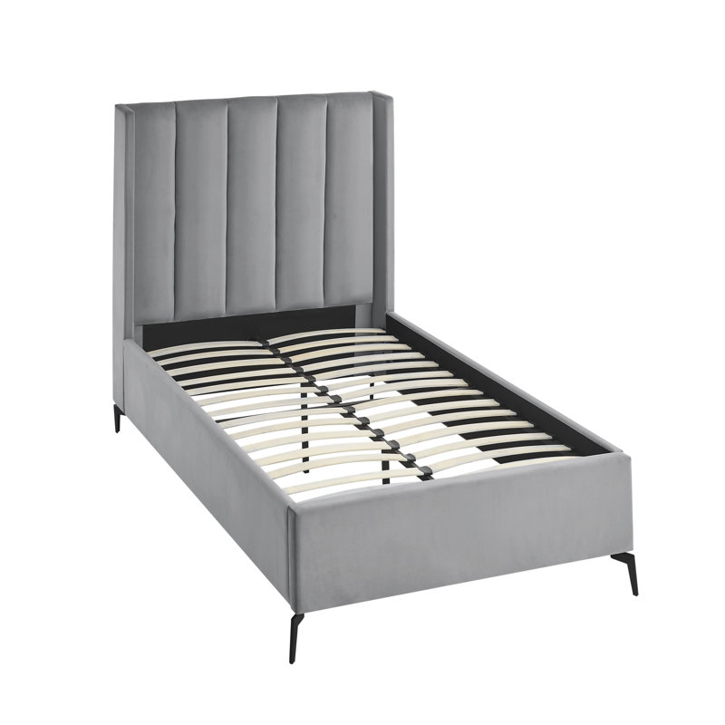Lit plateforme Lomax, Simple TG, Velours gris clair