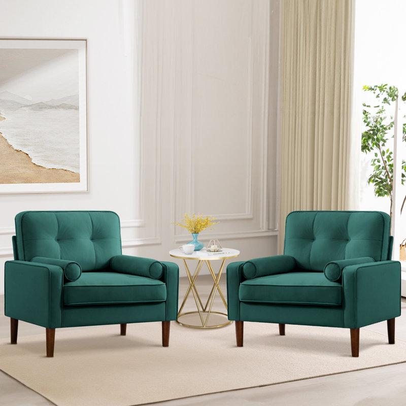 Ensemble de 2 fauteuils en velours Zelder, Velours gris