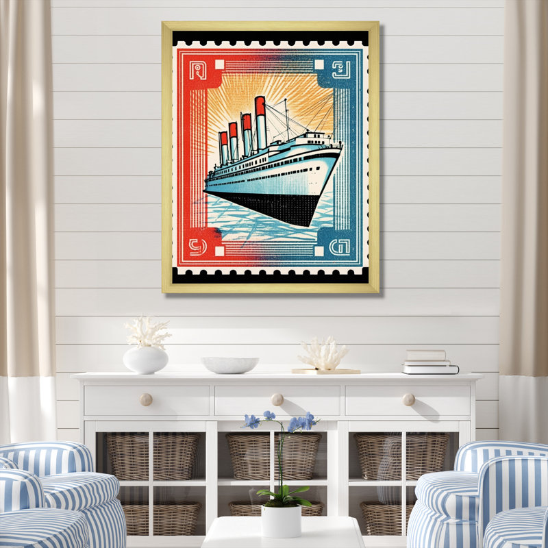 Impression sur toile encadrée rétro Vintage Stamo RMS Titanic I, H 40 po x l 30 po x P 1,5 po, Cadre photo doré simple