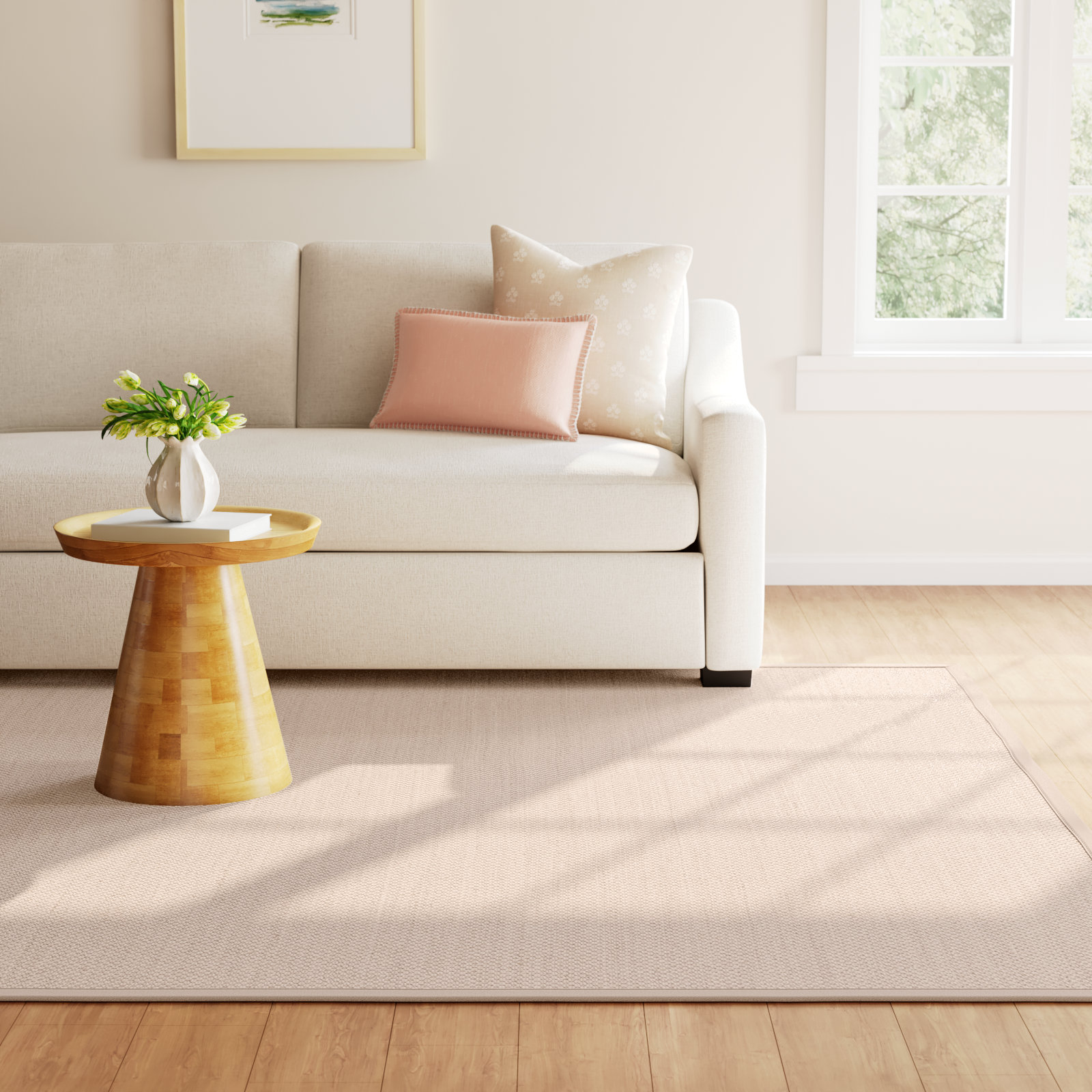 Torbin Marble Beige Jute Rug, Rectangle 6' x 9'