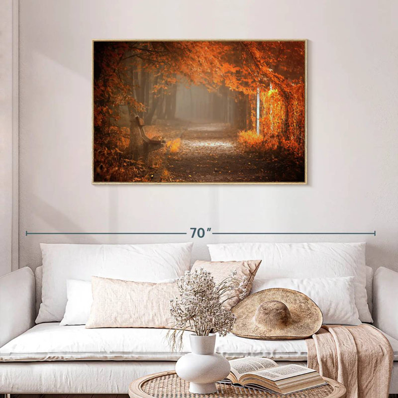 En attente de chute, Cadre flottant en bois naturel, 43 po x 29 po