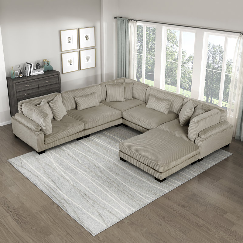 Canapé modulaire en velours côtelé 135 po Brinsley, Taupe