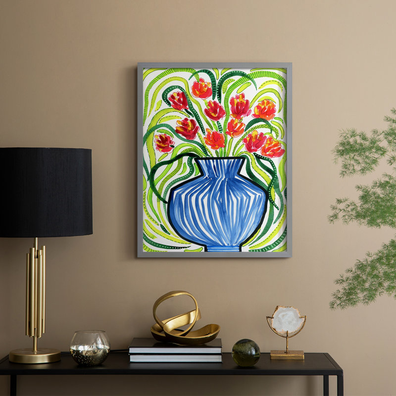 «Adventure Floral I», reproduction encadrée - bois massif, H 21 po x l 17 po, Gris