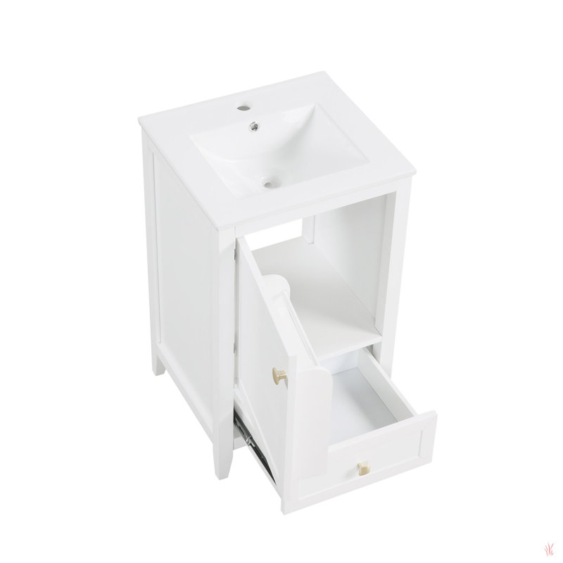 20" Bathroom Vanity With Sink, Bathroom Cabinet With Soft Closing Door, Storage Rack And A Drawer, White