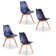 Stephenie 4 Person Dining set - a Rectangular Plastic Dining Table with Wooden Legs and a Set of 4 Faux Leather Cushion Padded Dining Chairs for Dining Room - Modern Dining Table Set