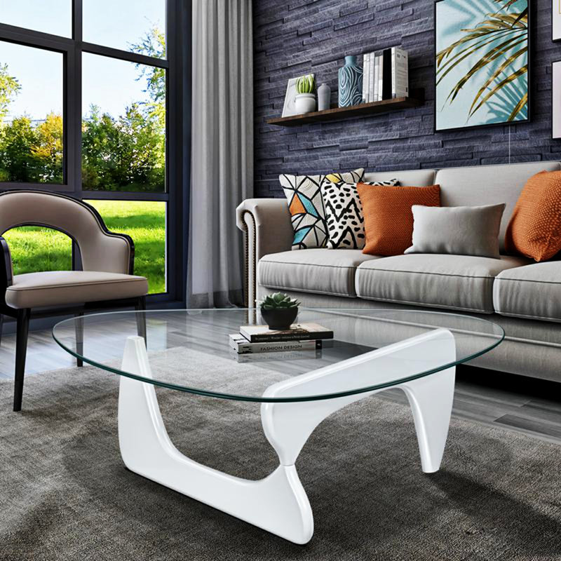 Carmila Glass Top Coffee Table, White