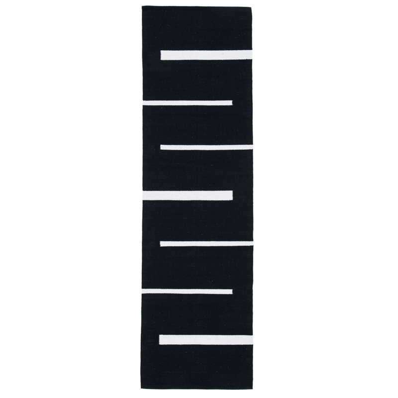 Tapis rayé en coton tissé à la main Estremera, Tapis de couloir 2 pi 3 po x 14 pi
