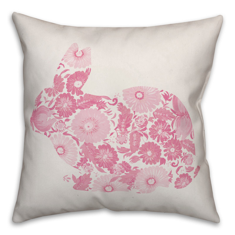  Coussin Floral, 16 po x 1 po, Pas de bourre, Rose