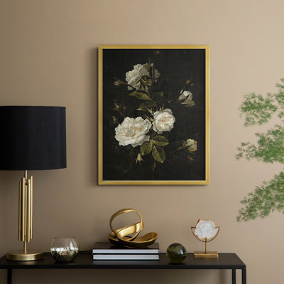 Impression florale rétro I, reproduction encadrée - bois massif