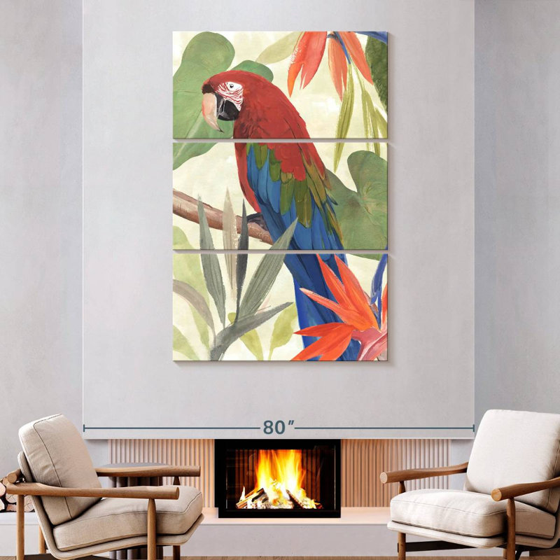 Brampt Tropical Parrot Composition III, 74" H x 48" W
