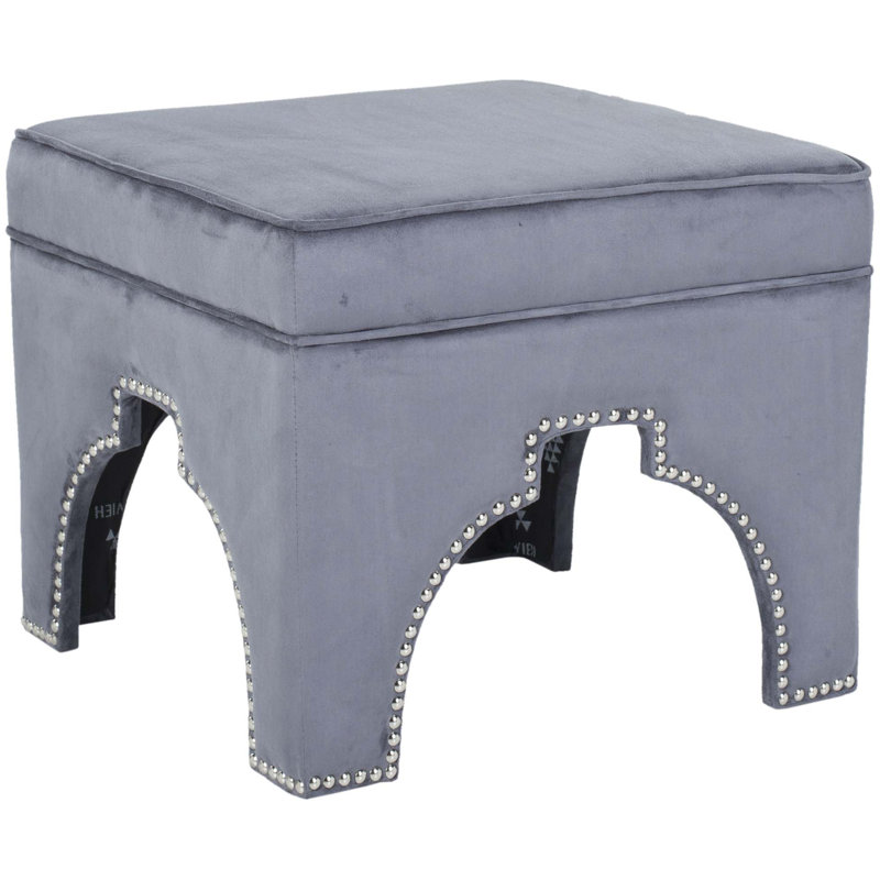 Campbell 54.1cm Wide Square Plaid Standard Ottoman, Grey