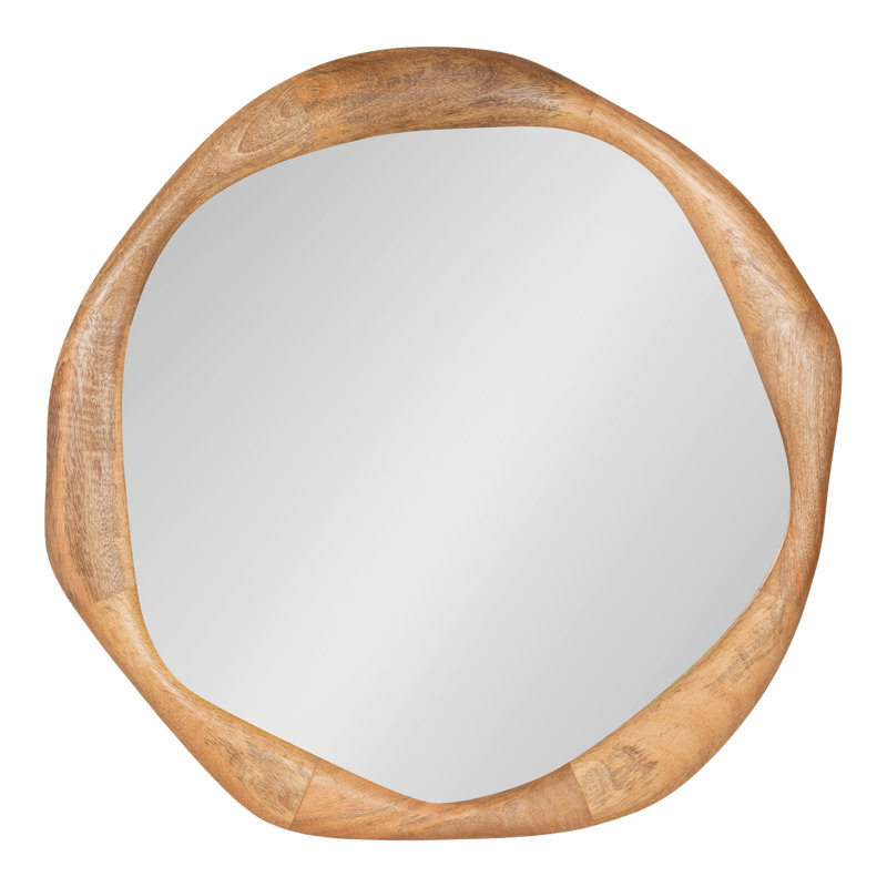Irregular Mango Wood Round Mirror