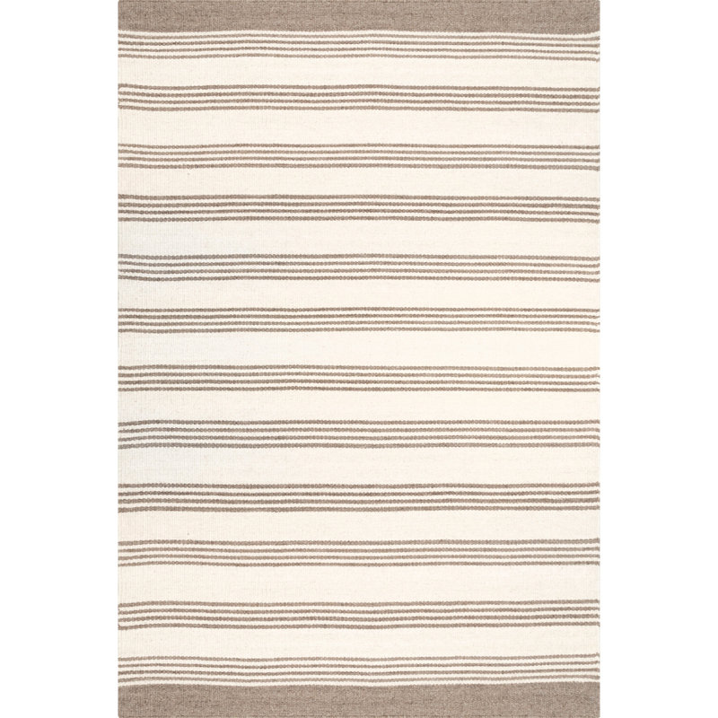 Sage Striped Wool-Blend Square Area Rug, Handmade and Non-Slip