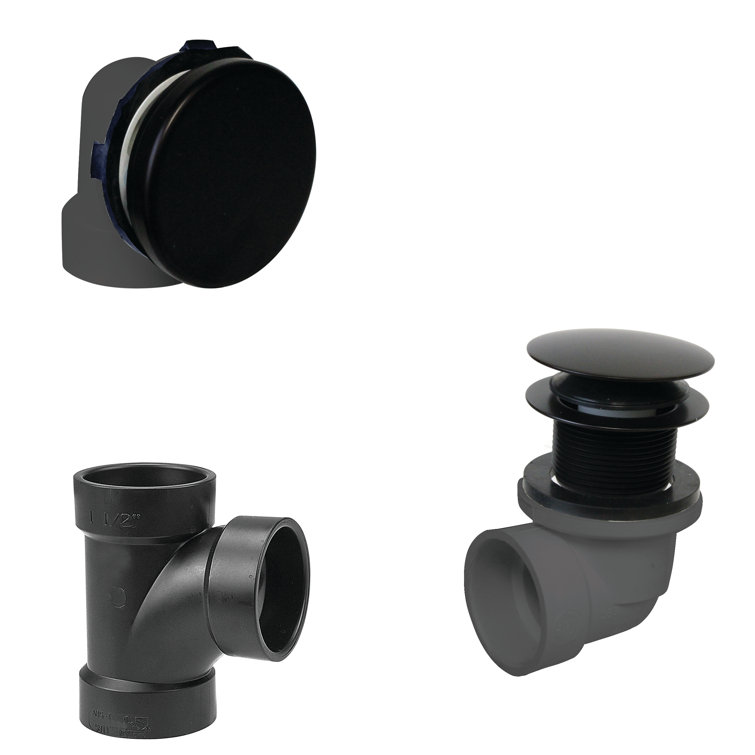 1-1/2" Sch. 40 ABS Tip-Toe Drain Plumber's Pack with No-Hole Overflow & Elbows 