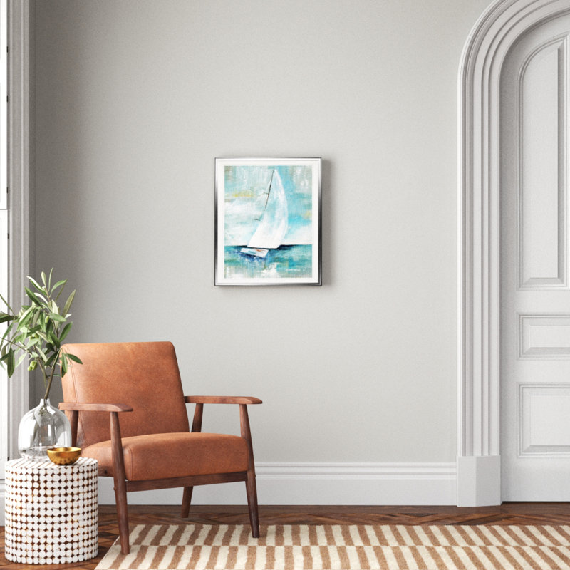 « out voilier »-impression sur toile, H 24 po x l 20 po x P 1,5 po, Cadre argenté